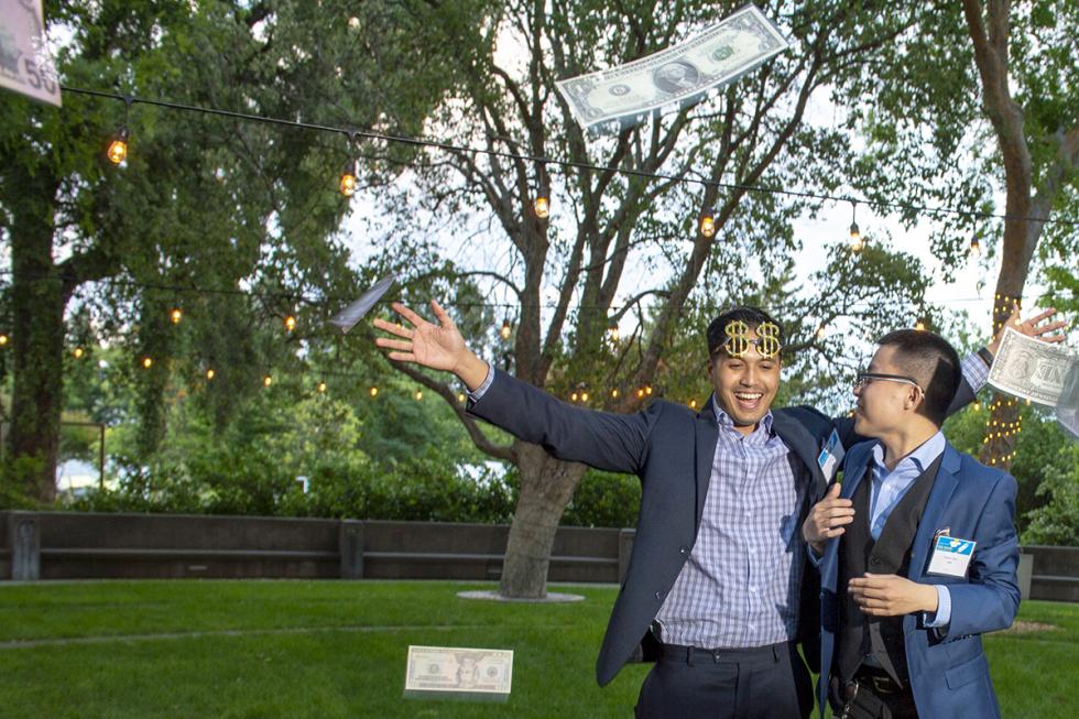 UC Davis undergraduates Mathew Magno (left) and Charles Chen won the $10,000 first prize in the 18th annual UC Davis Big Bang! Business Competition. Their venture, Japa, offers a mobile app that employs smart data and advanced analytics to provide drivers with real-time parking availability.