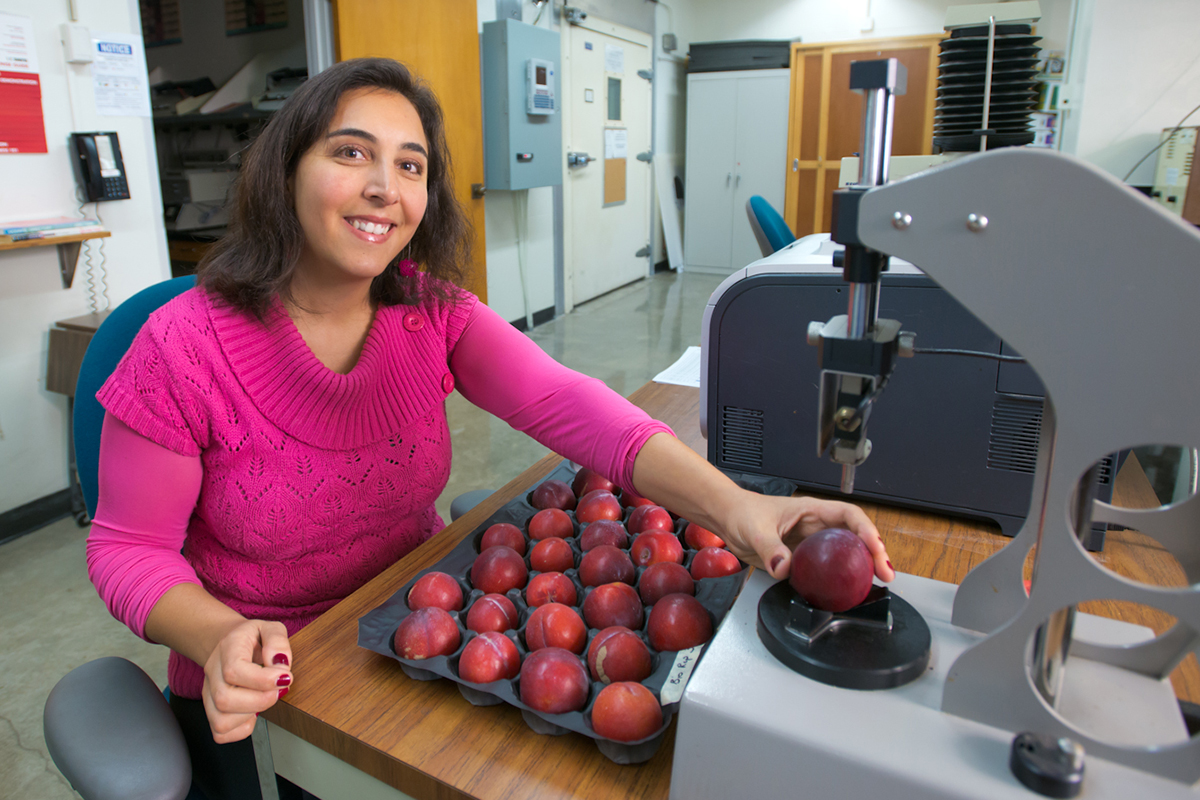 woman grad student in food science lab
