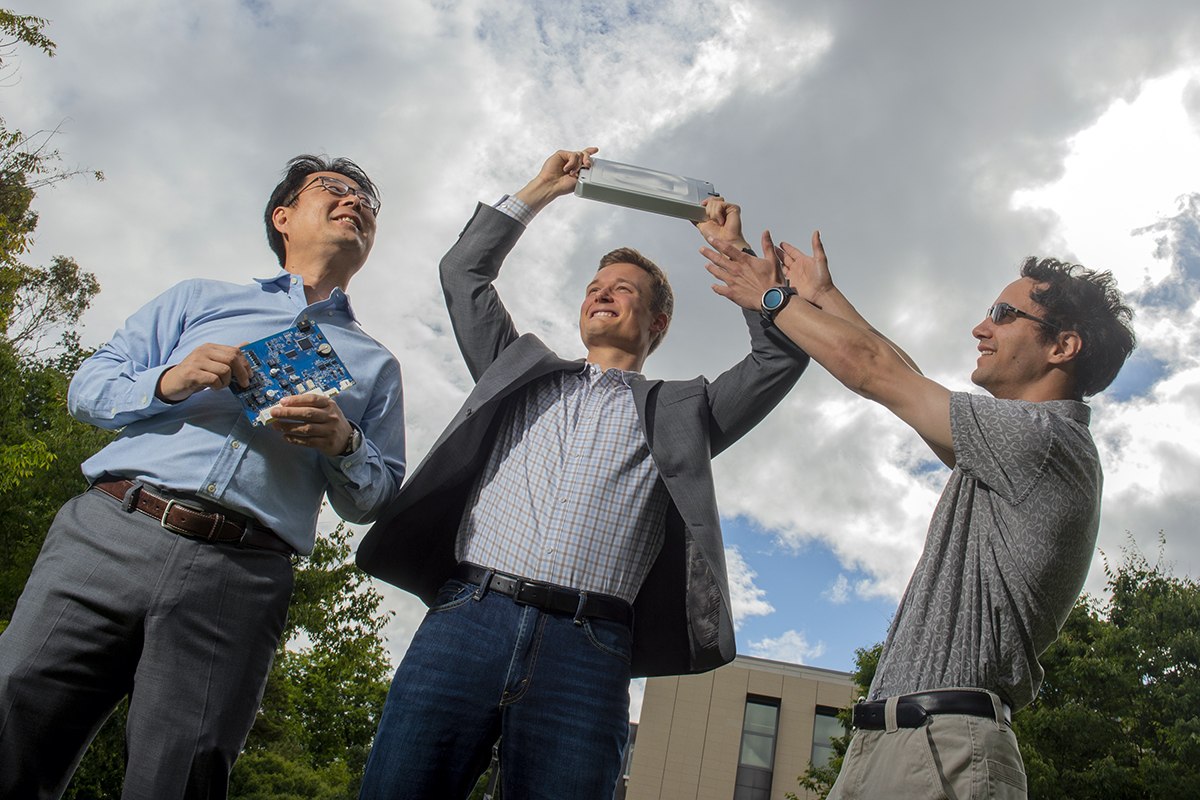 RePurpose Energy 2018/19 Big Bang! winners holding software and battery