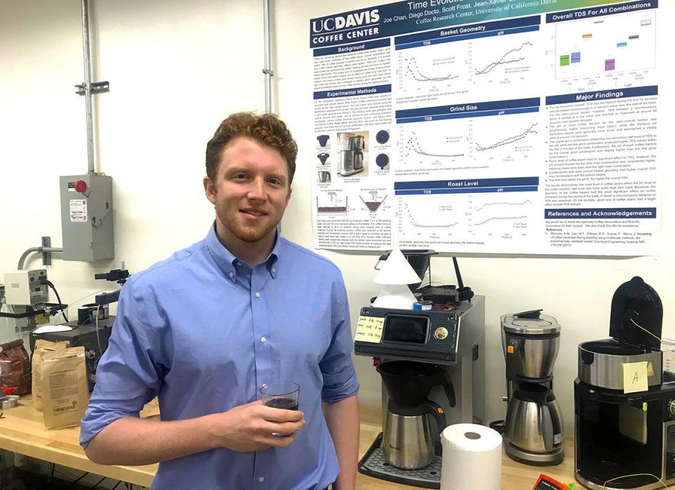 undergraduate man in coffee lab