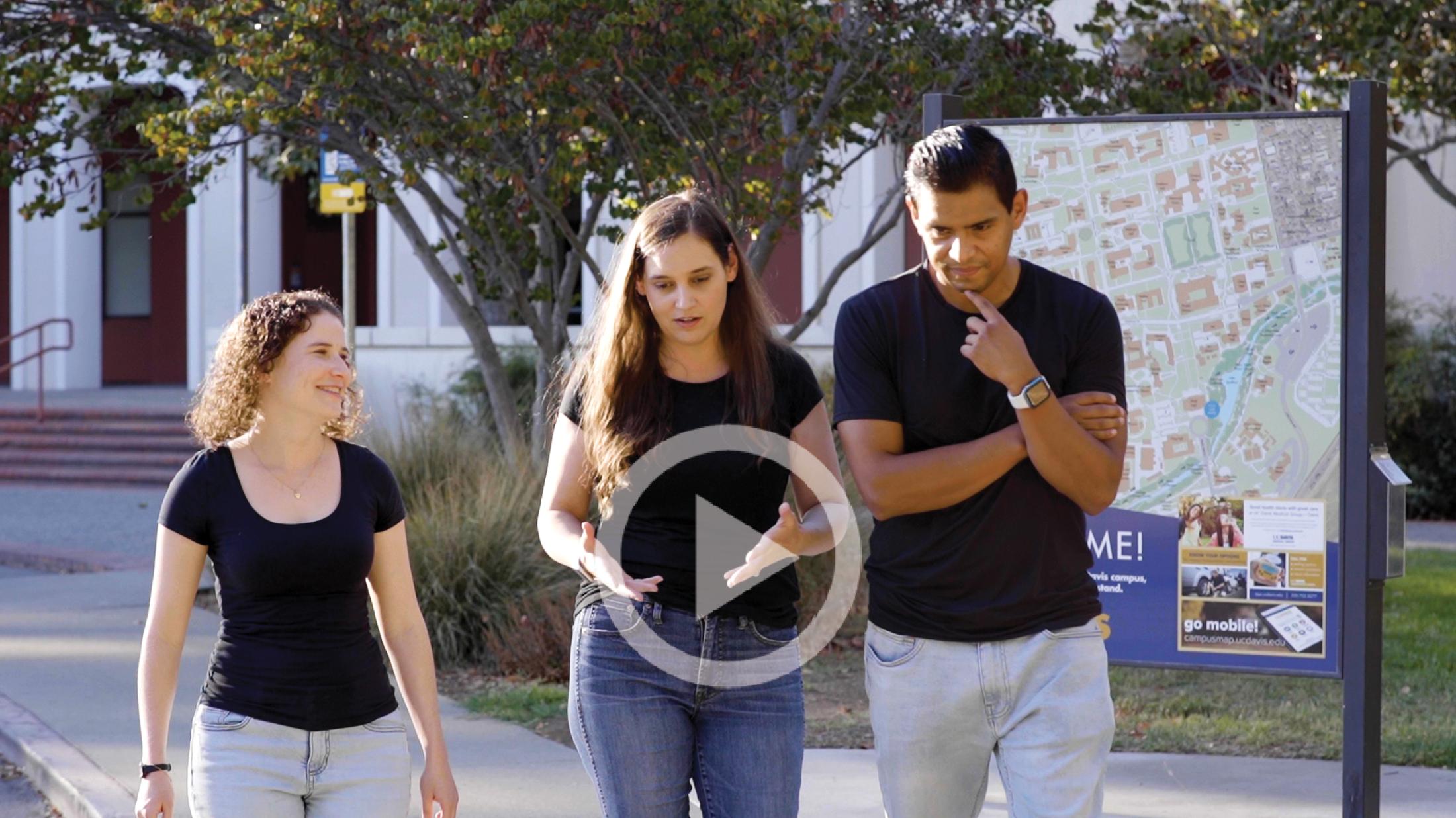 3 student entrepreneurs on the UC Davis campus
