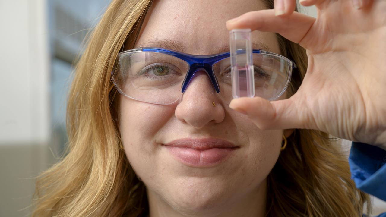 closeup of a woman student in lab