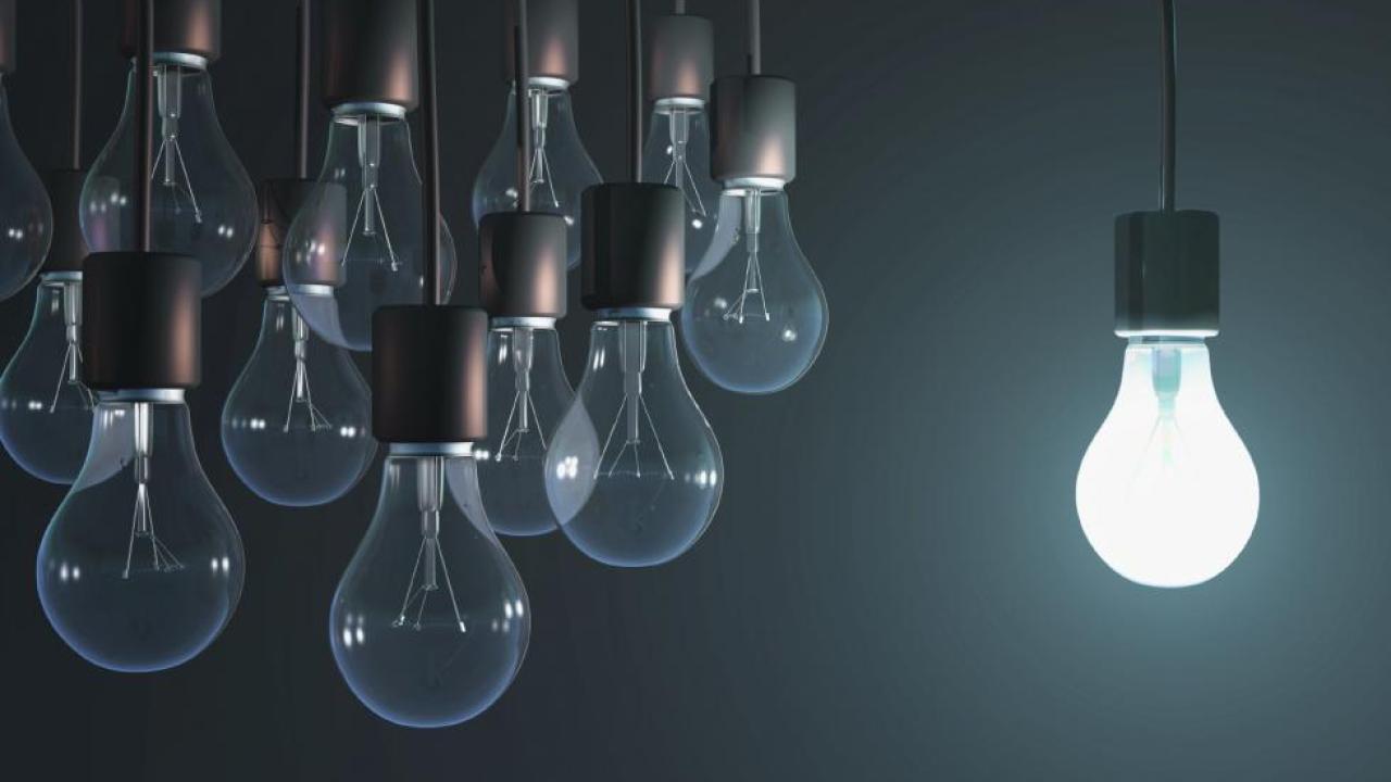 Light bulb one shining