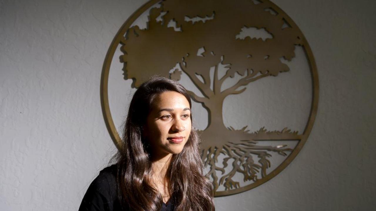 undergraduate woman in therapy office for internship