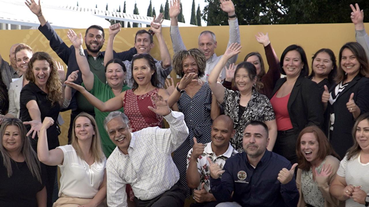 large group of people standing outdoors