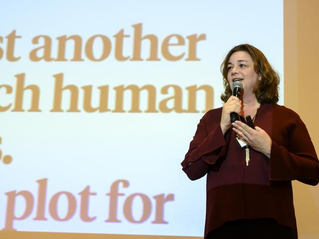 woman giving a public talk
