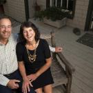 Couple sitting on an outdoor bench