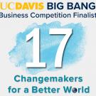 image with text "UC Davis Big Bang! Business Competition Finalists 17 Changemakers for a Better World"